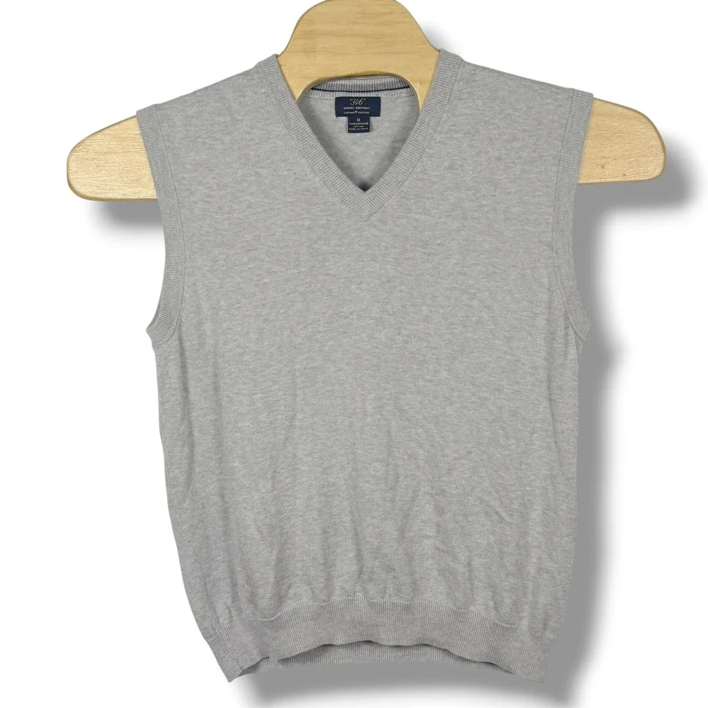 Brooks Brothers Sweater Vest Men M Gray V-Neck Supima Cotton Layering Classic